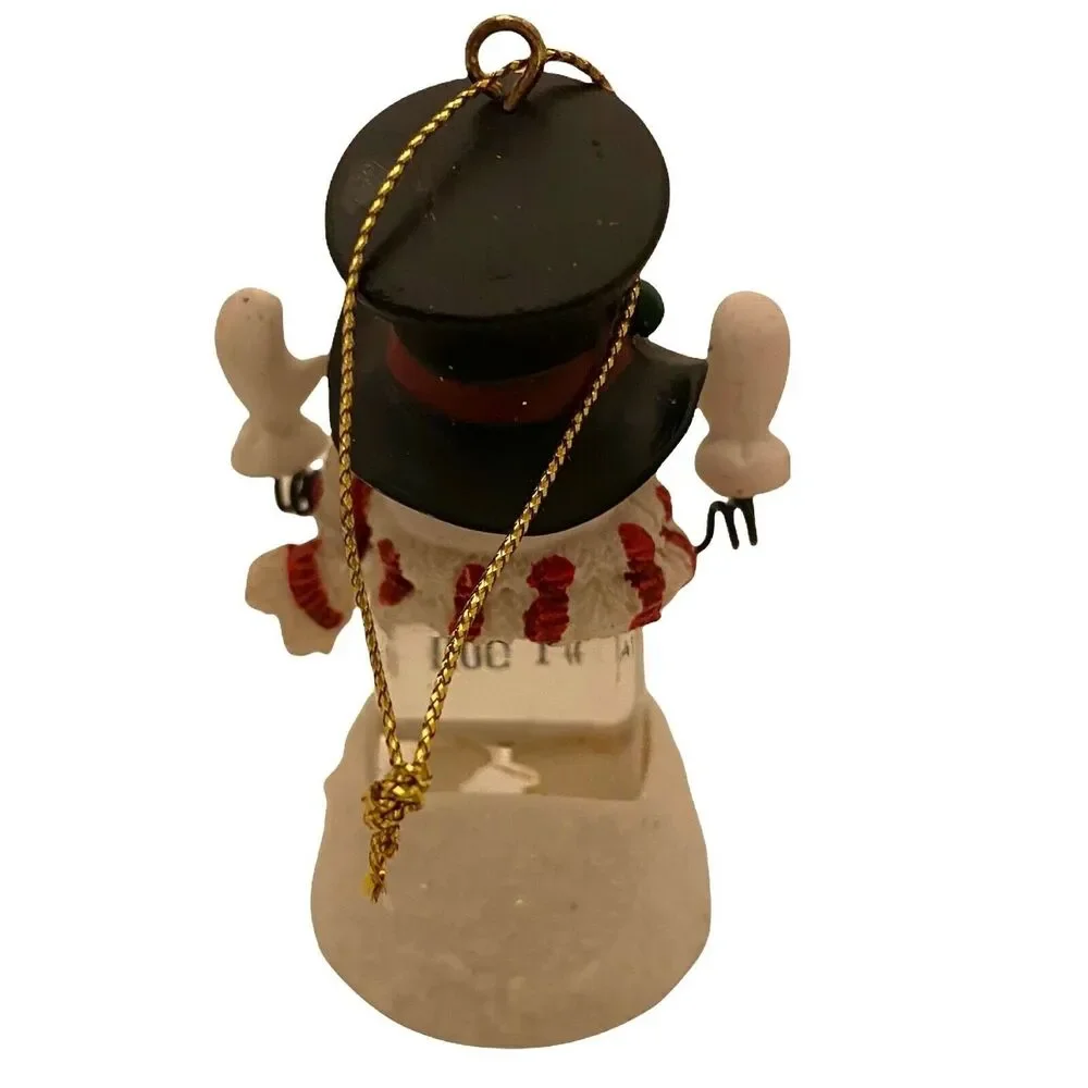#3845 Plastic snowman musical Christmas ornament  3.25 X 2.5